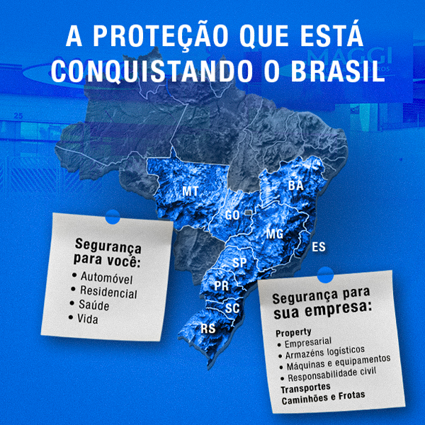 Mapa de operações Maggi Seguros no Brasil